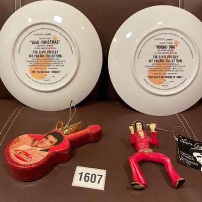 Elvis plates and Christmas ornaments