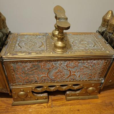 Antique Turkish Shoe Polish Brass Valet Cabinet (L-DW)