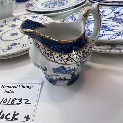 Blue and White bowls, plates, tea pot