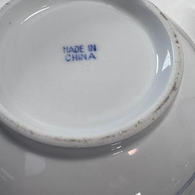 Blue and White bowls, plates, tea pot