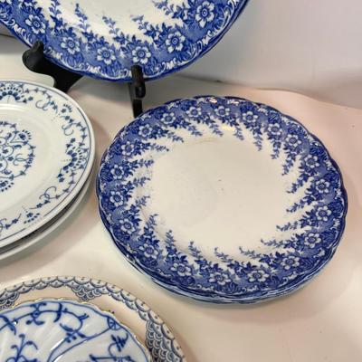 Blue and White bowls, plates, tea pot