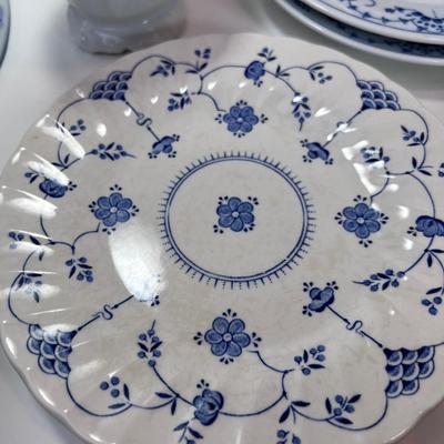 Blue and White bowls, plates, tea pot
