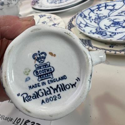 Blue and White bowls, plates, tea pot