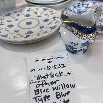 Blue and White bowls, plates, tea pot