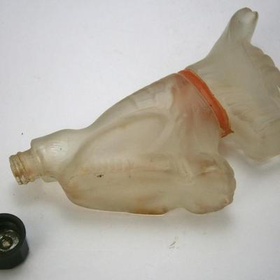 Art Deco Scottie Dog Satin Glass Perfume Bottle