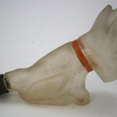 Art Deco Scottie Dog Satin Glass Perfume Bottle