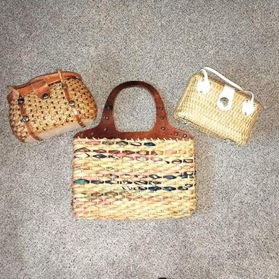 THREE WICKER PURSES
