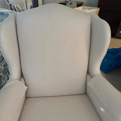 White Fabric Wingback Chair (PS-MK)