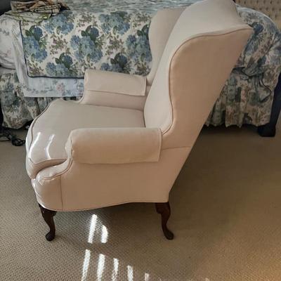 White Fabric Wingback Chair (PS-MK)