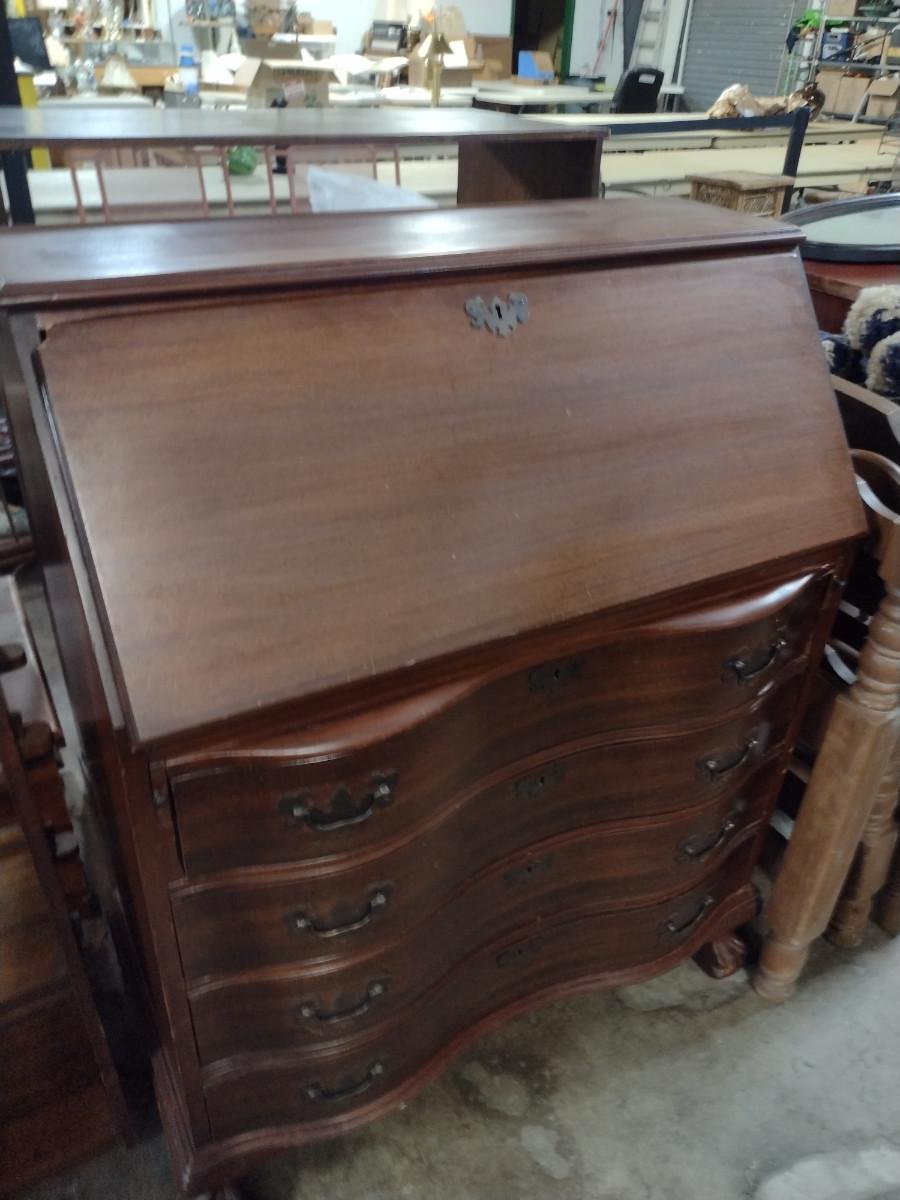 Vintage Solid Wood Secretary With Gallery Approx 32 Wide 