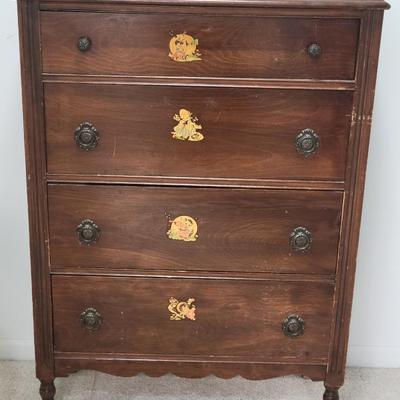 Antique Walnut 4 Drawer Chest