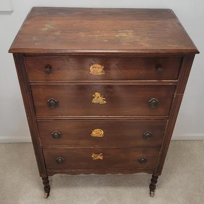 Antique Walnut 4 Drawer Chest