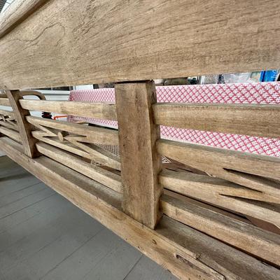 Wooden Bench with Woven Seat Accents (BP-KL)
