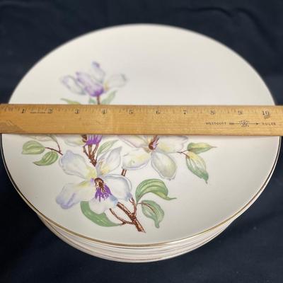 Large 70 pc set of Vintage China Knowles Natchez Accent Magnolia Flowers white lavender