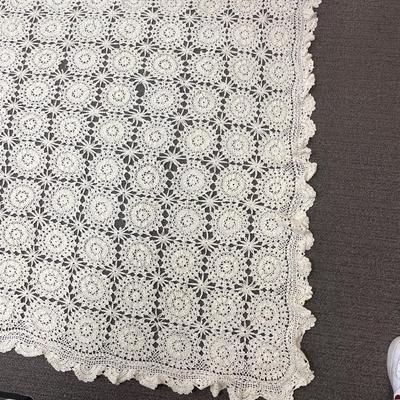 Vintage Crocheted Tablecloth or Bedspread 60