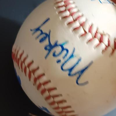 Mickey mouse collectibles - baseball signed by team Mickey - Mickey button and collectible figure
