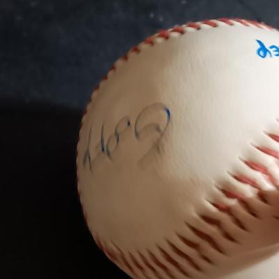 Mickey mouse collectibles - baseball signed by team Mickey - Mickey button and collectible figure