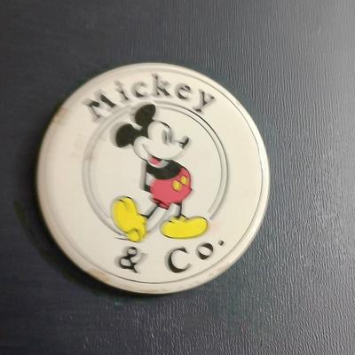 Mickey mouse collectibles - baseball signed by team Mickey - Mickey button and collectible figure