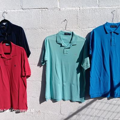 Four nice Men's POLO Shirts Size Large Ralph Lauren and Columbia brand