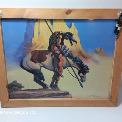 Rustic framed End of the Trail Native American poster