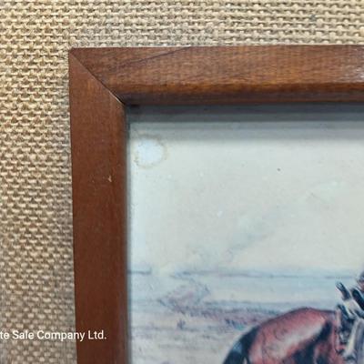 Vintage CM Russell Print framed picture wall clock Eye- Encounter
