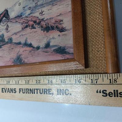 Vintage CM Russell Print framed picture wall clock Eye- Encounter