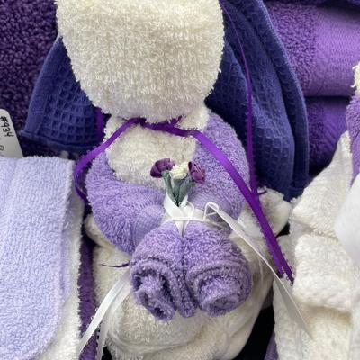 Purple and white towels