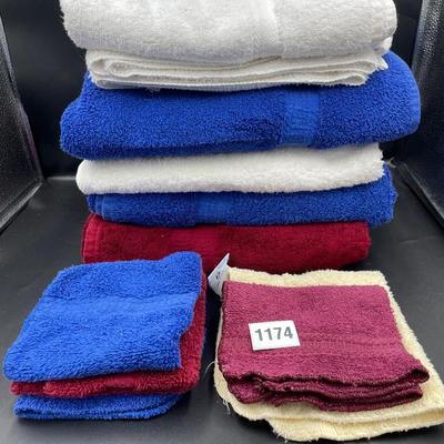 Red, white and blue towels