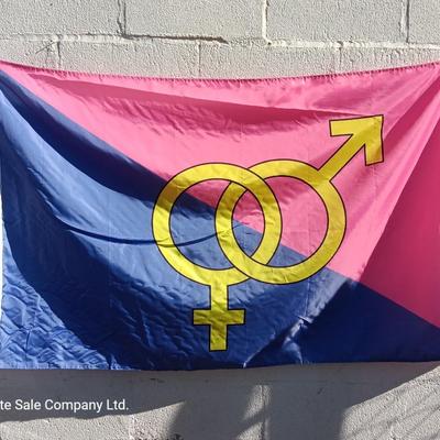 Straight Pride Themed Flag with Brass Grommets on metal flagpole