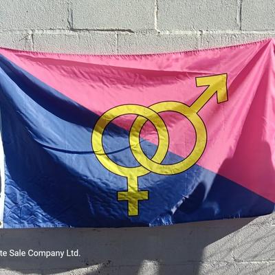 Straight Pride Themed Flag with Brass Grommets on metal flagpole