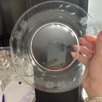 Clear glass etched with flowers