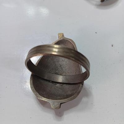 Vintage Godinger Silver Co. Bowl and 4 pear shaped metal napkin rings