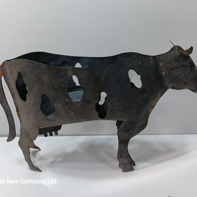Two metal Bovine cow and bull