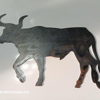 Two metal Bovine cow and bull