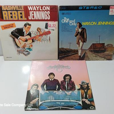 Three record LP'S Waylon Jennings and the Oak Ridge Boys