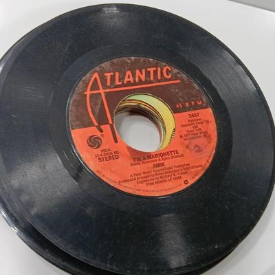 Great artists! two small stacks of vintage LP 45's Record's - Abba - Pink Floyd - Eagles and others