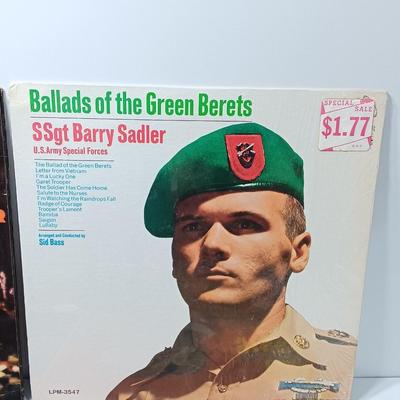 Six LP records Various artists - Bill Cosby - Green Berets Ballard's and more