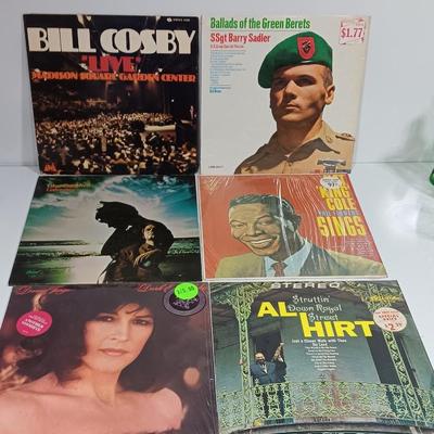 Six LP records Various artists - Bill Cosby - Green Berets Ballard's and more