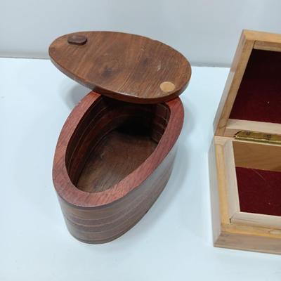 Three wooden jewelry / trinket boxes Inlayed wood