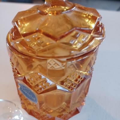Amberglo glass jar