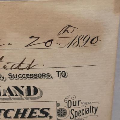 c.1890 Jewelry Store Receipt Casperfield & Cleveland
