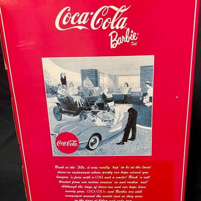 Barbie 1998 Coca-Cola Car Hop Barbie Mattel 1950's red dress roller skates food tray Mint blonde