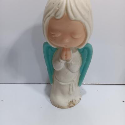 Vintage Wizard wax molded Christmas decor and a wax candle angel.