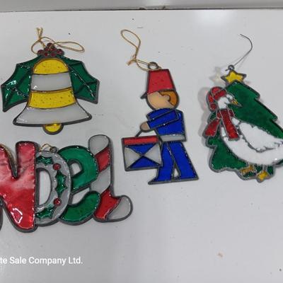 Stained glass Tree ornaments NOEL and bell and more