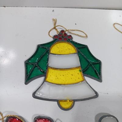 Stained glass Tree ornaments NOEL and bell and more