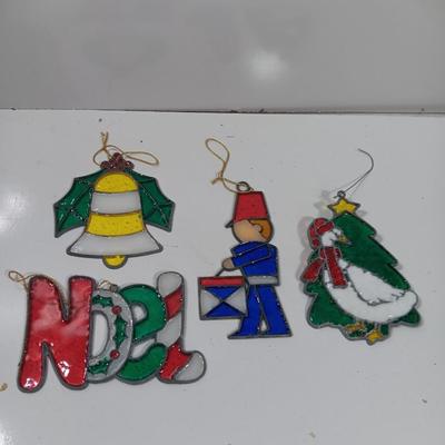 Stained glass Tree ornaments NOEL and bell and more
