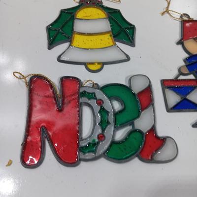 Stained glass Tree ornaments NOEL and bell and more