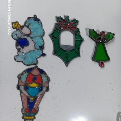 Stained glass Tree ornaments bell wreath carebear