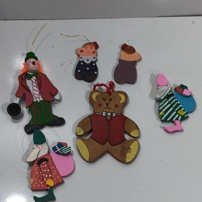 Vintage Wooden ornaments hand painted