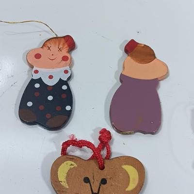 Vintage Wooden ornaments hand painted